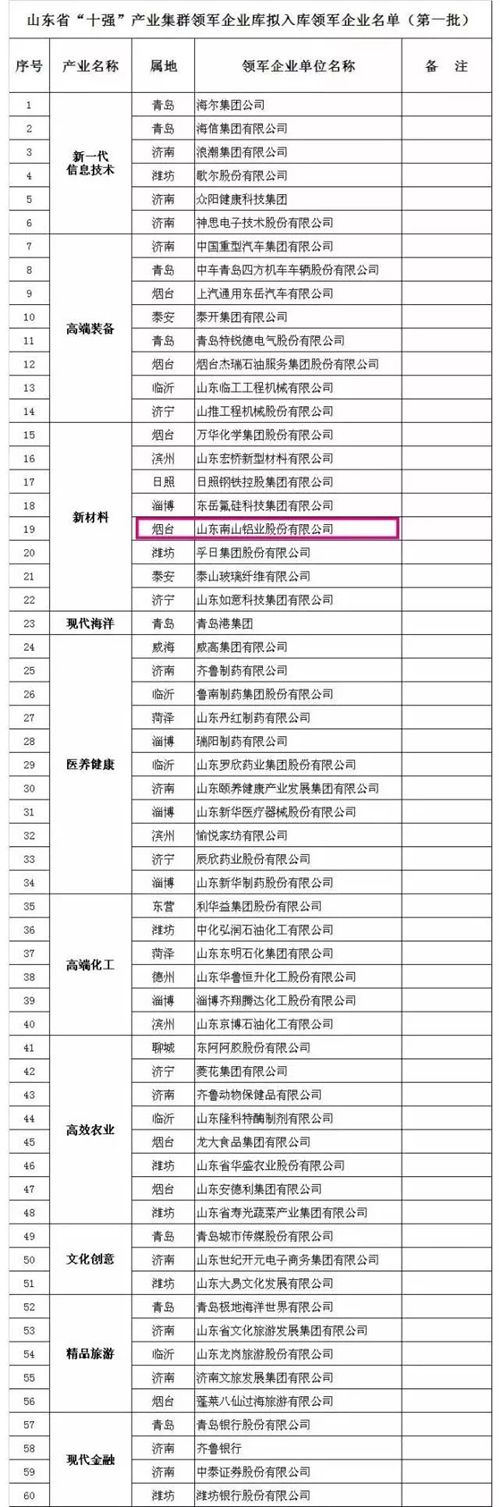 龙口南山铝业代表新材料产业上榜省级名单 龙口南山铝业代表新材料产业上榜省级名单