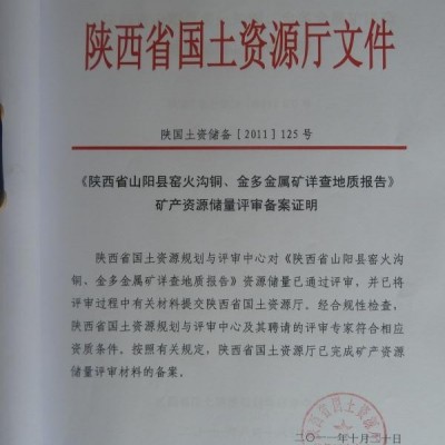 陕西省山阳县宏鑫实业有限公司窑火沟铜金矿采矿权及实物资产转让图4
