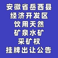 安徽省岳西县经济开发区饮用天然矿泉水矿采矿权挂牌出让公告