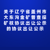关于辽宁省盖州市大东沟金矿普查探矿权协议出让公示的协议出让公示