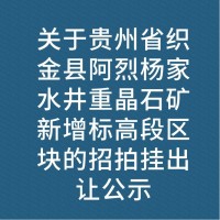 关于贵州省织金县阿烈杨家水井重晶石矿新增标高段区块的招拍挂出让公示