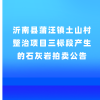 沂南县蒲汪镇土山村整治项目三标段产生的石灰岩拍卖公告