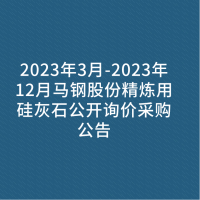 2023年3月-2023年12月马钢股份精炼用硅灰石公开询价采购公告