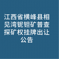 江西省横峰县相见湾铌钽矿普查探矿权挂牌出让公告