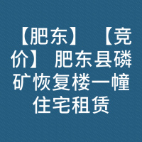 【肥东】 【竞价】 肥东县磷矿恢复楼一幢住宅租赁