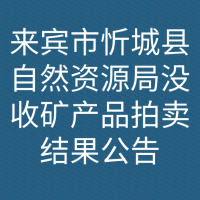 来宾市忻城县自然资源局没收矿产品拍卖结果公告