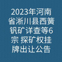 2023年河南省淅川县西簧钒矿详查等6宗 探矿权挂牌出让公告