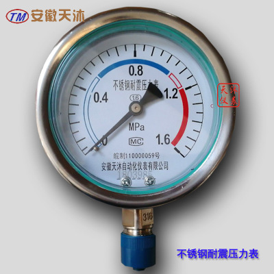 天沐批发定制弹簧管压力表Y-100工地用水压锅炉耐震压力表