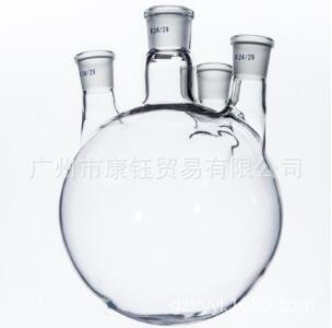 500ml/24*19*19*14四口烧瓶(厚壁) 标准磨口玻璃烧瓶 四口反应瓶