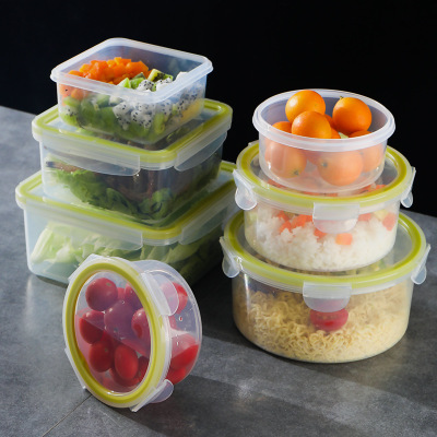 塑料保鲜盒上班族饭盒透明圆形可微波加热便携式带盖食品密封盒子