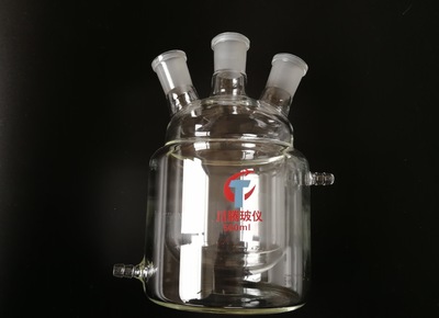加厚三口夹套反应瓶500ml/24*3双层反应器玻璃夹套反应烧瓶