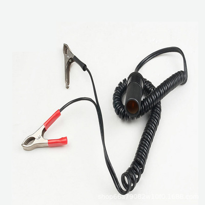 厂家定制50mm鱼夹线 2芯0.823平方螺旋线 黑红色点烟器母座弹簧线