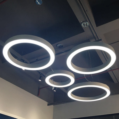LED店铺圆环吊灯办公室环形圆形大堂圆圈工业风灯健身房1个带光源