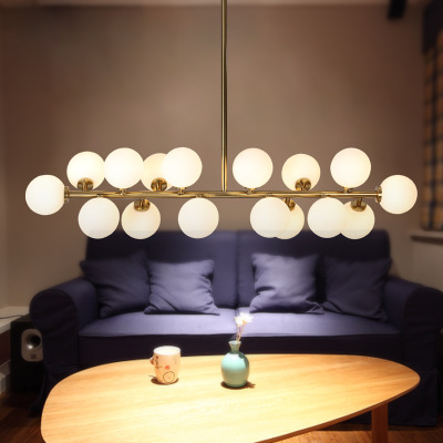 北欧艺术led魔豆吊灯现代简约奶白分子吊灯餐厅客厅玻璃圆球吊灯