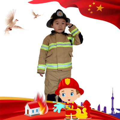 六一儿童消防服装消防演习表演服战斗服cosplay表演服装麻棉