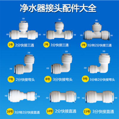 海清新净水器配件接头PE水管接头  三通直通3分转2分快接弯头螺纹