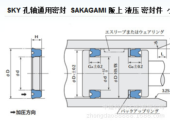 日本SAKAGAMI 阪上 活塞用密封件 SKY型 进口密封件 轴孔通用