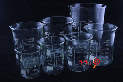 玻璃低型烧杯3000ml带刻度 GG-17耐高温加厚玻璃，泡茶称量