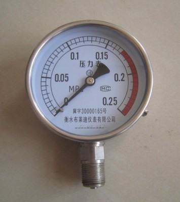 弹簧管压力表/指针式不锈钢压力表/质保一年  15333381970