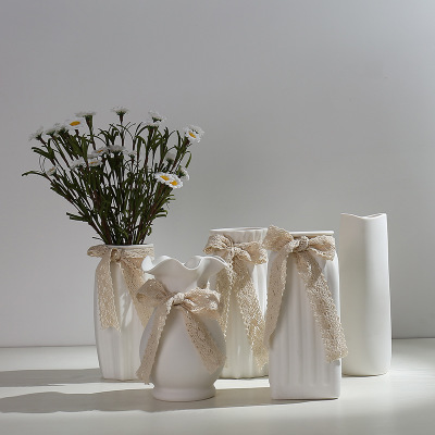 文艺白色小清新干花花瓶陶瓷水培花插花器满天星客厅现代摆件装饰