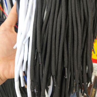 黑白包绳头圆扁帽绳裤腰带抽绳 塑料低弹丝涤纶绳 厂家批发现货