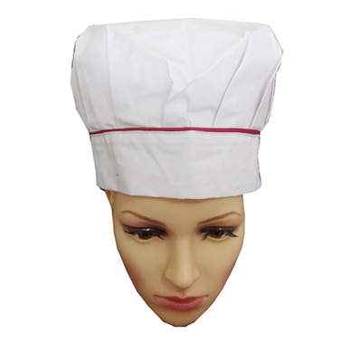 食品酒店厨师白工作帽 加厚涤卡棉布厨师帽 服务员厨师