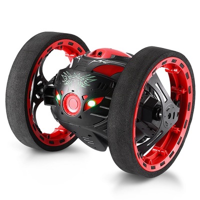 跨境 2.4G智能弹跳车跳高旋转越野车抗撞带灯光360度遥控车玩具