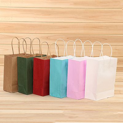 长方形手提服装礼品袋可定制印logo彩色印刷牛皮纸袋购物纸袋现货