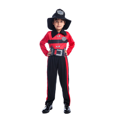 跨境男孩勇敢的小消防员职业Cosplay制服儿童万圣节派对服装套装