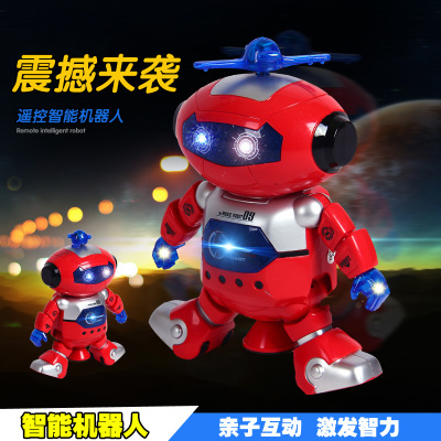 最新款太空跳舞电动机器人全新360度旋转灯光音乐红外线地摊货源