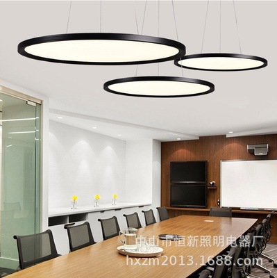 餐厅LED圆形吊灯北欧现代时尚个性黑白吧台客厅会议室单头灯具