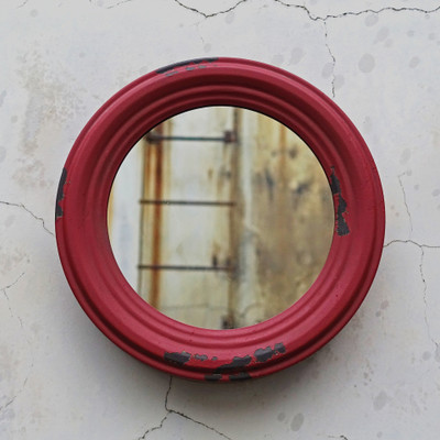 麦西家居美式工业风铁艺壁挂创意化妆镜子墙上装饰卫生间壁挂圆镜