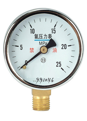 厂家直销YO60 自动化仪表 氧气压力表弹簧管压力表