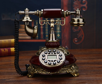 美式仿古座机欧式电话机老式工艺家用无线插卡固定转盘复古电话机