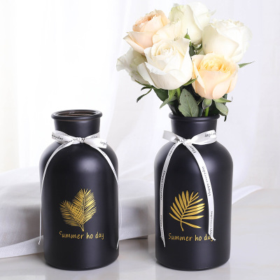 欧式玻璃花瓶干花鲜花仿陶瓷水培试剂花瓶客厅装饰摆件插花瓶