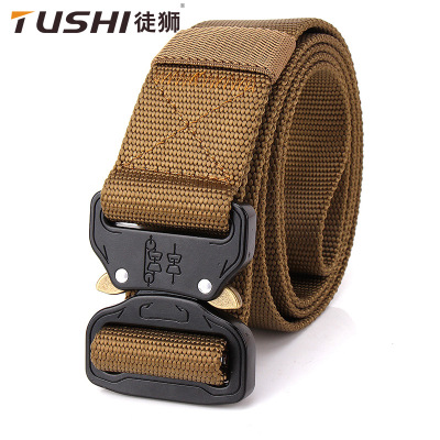 TUSHI3.8快速释放插扣安全外腰带速干纯尼龙裤带作训皮带可做LOGO