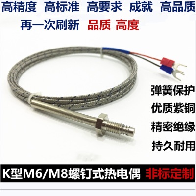 K型M6螺钉热电偶WRNT-01/02高精度精密型热电偶M8螺纹热电偶探头