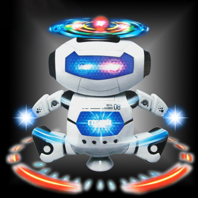 电动机器人 儿童玩具太空跳舞电动机器人360度旋转灯光音乐玩具