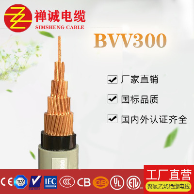 厂家批发BVV300mm平方电线电缆铜芯线 多芯控制线 软护套线加工