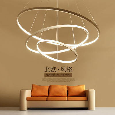 家居书房餐厅咖啡厅客厅灯创意个性卧室现代简约led圆形环形吊灯