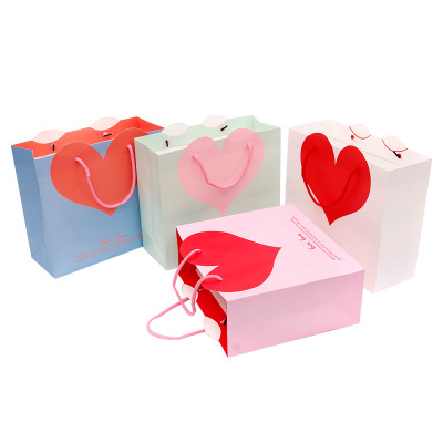 可爱韩版 心形纸袋礼品袋 回礼袋生日礼物袋 创意包装 可加印定制