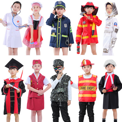 儿童表演服医生护士消防员警察机长工人cosplay职业角色扮演服装