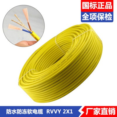 厂家直销 电线电缆 RVVY2*1平方国标铜芯电缆 防水防冻软电缆