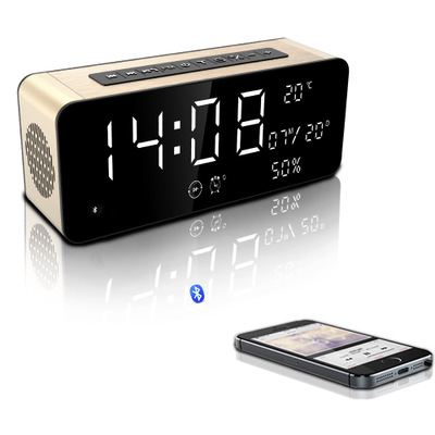 SARDINE新款A10立体声高性能插卡蓝牙音箱带闹钟时间电量显示屏幕