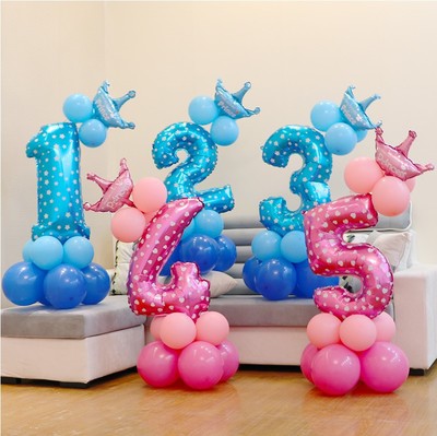 0-9数字气球立柱铝膜气球宝宝生日周岁百天店面活动装饰布置路引
