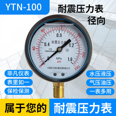 YTN-100耐震压力表YN100 0-1.6/0.6/2.5/4/6/25/40/60MPA充油抗震