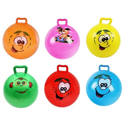 爆款环保PVC充气儿童玩具球多色可选卡通笑脸图案9寸10寸小手柄球