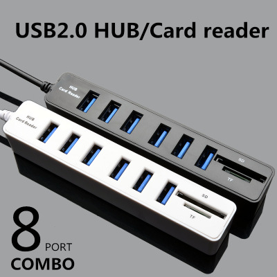 外贸 USB扩展HUB分线器 USB2.0Combo TF/SD读卡器 集线器usb扩展