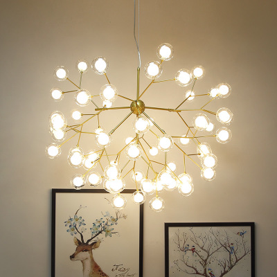 北欧萤火虫吊灯现代简约玻璃球卧室LED灯具创意个性餐厅客厅吊灯