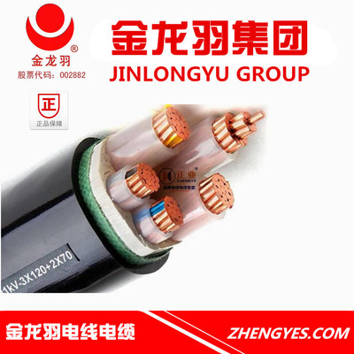 金龙羽电缆 3+1芯电力电缆聚氯乙烯绝缘铜芯电缆 YJV  VV YJV22